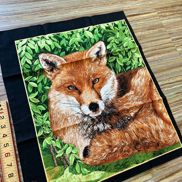 Red Fox Print Cotton Fabric Panel Set of 2 Panels Exclusively Quilters Brand - Picture 2 of 4